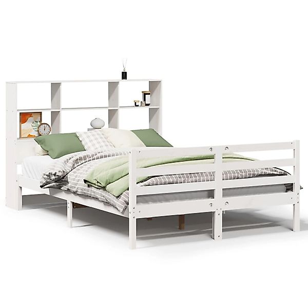 vidaXL Massivholzbett mit Regal ohne Matratze Weiß 120x190 cm Kiefer 332188 günstig online kaufen