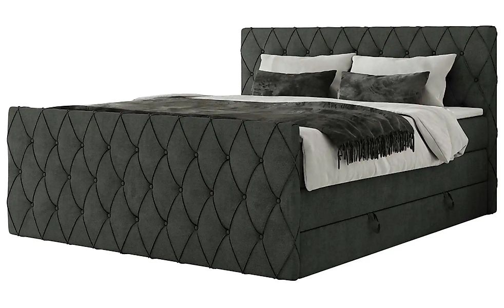 Boxspringbett mit Bettkasten Miren King Duo ¦ grau ¦ Maße (cm): B: 201 H: 1 günstig online kaufen