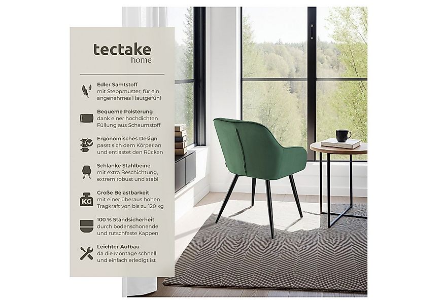 tectake Esszimmerstuhl Stuhl Marilyn, Samtoptik, gesteppt (Set, 2 St), Extr günstig online kaufen