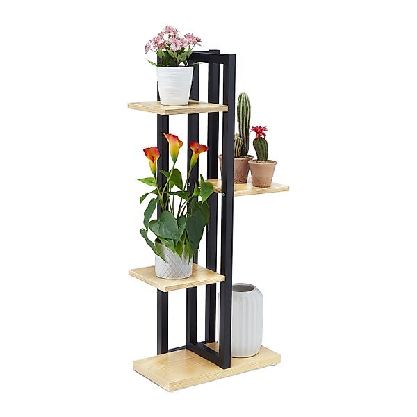 relaxdays Blumenständer Blumenregal Metall, Hellbraun günstig online kaufen