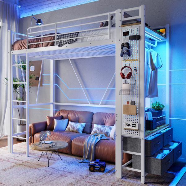 TavilaEcon Hochbett mit Trockenstab & Einlegeböden, günstig online kaufen