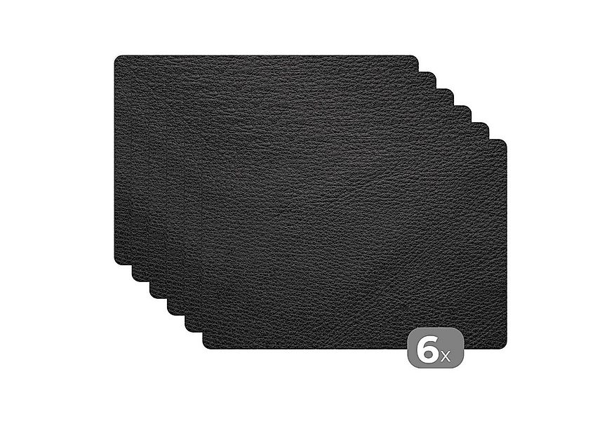 MuchoWow Platzset Leder - Lederoptik/print - Schwarz - Grau, (6-St), Platzs günstig online kaufen
