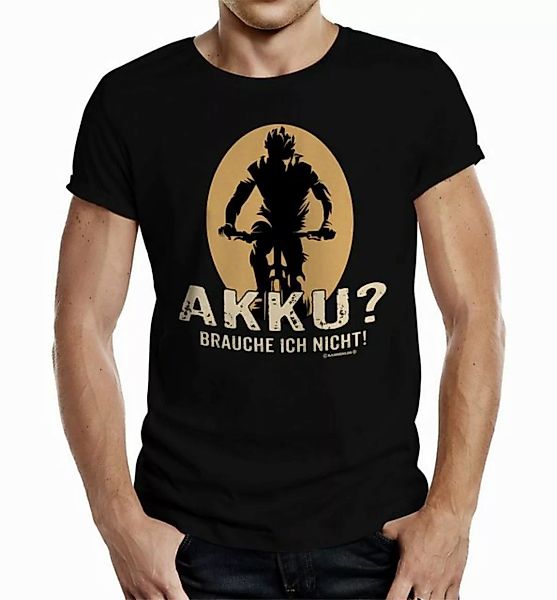 RAHMENLOS® T-Shirt als Geschenk für Radfahrer - Akku? Brauche ich Nicht! günstig online kaufen