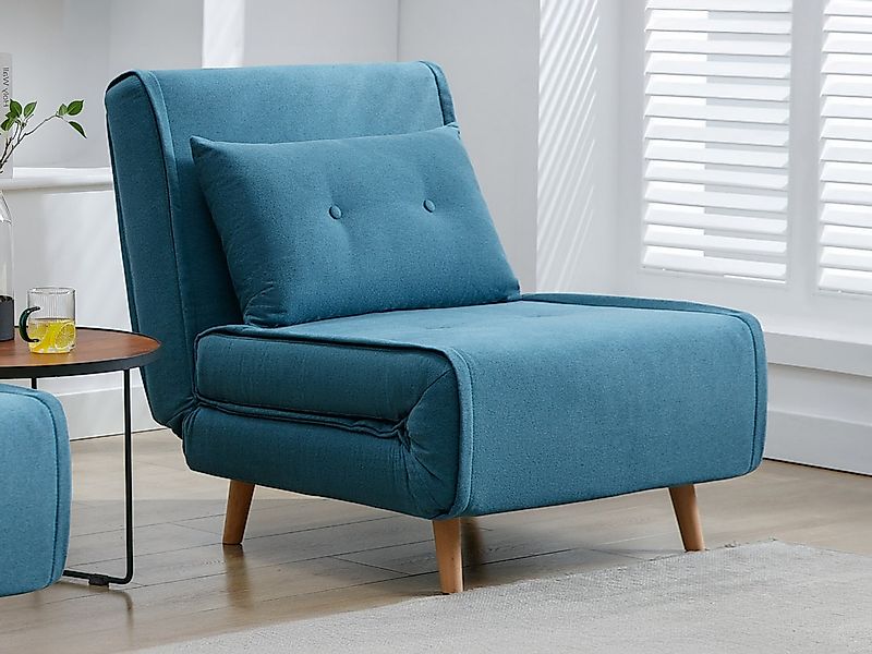 Sessel mit Schlaffunktion - Stoff - Blau - URIBIA günstig online kaufen