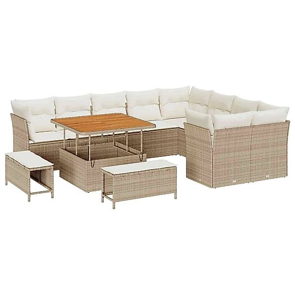 vidaXL Garten-Sofa-Set 12-Tlg Beige Poly Rattan 3361516 günstig online kaufen