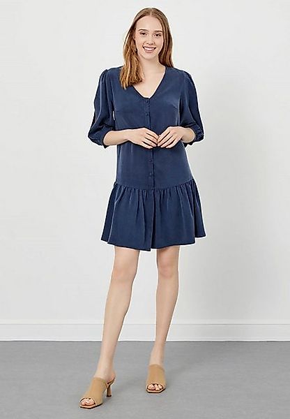 Just Like You Minikleid Indigoblaues Mini-Hemdkleid mit V-Ausschnitt günstig online kaufen
