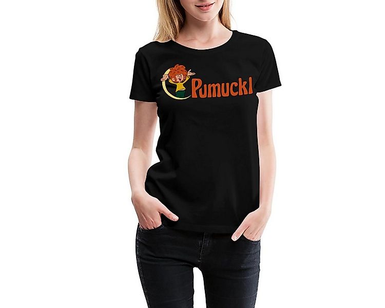 Spreadshirt T-Shirt Pumuckl Mit Frecher Pose Und Logo Schriftzug Frauen Pre günstig online kaufen