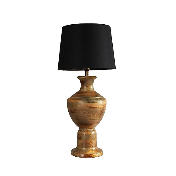 Tischleuchte Alma, schwarz/braun, Höhe 69 cm, Holz/Stoff günstig online kaufen