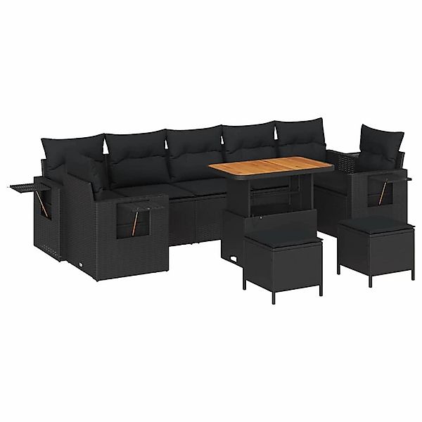 vidaXL Garten-Sofa-Set 10-Tlg Schwarz Poly Rattan 3361729 günstig online kaufen