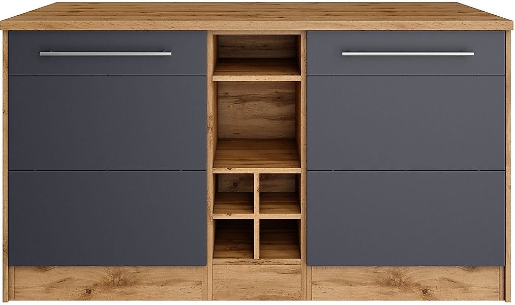 KOCHSTATION Kücheninsel KS-Wien, Breite 153 cm, MDF-Fronten, Flaschenregal günstig online kaufen