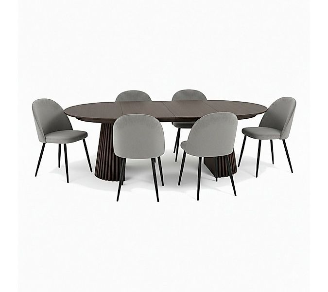 ebuy24 Essgruppe Tokyo Essgruppe Esstisch smoked, 6 Stühle aus grau, (7-tlg günstig online kaufen