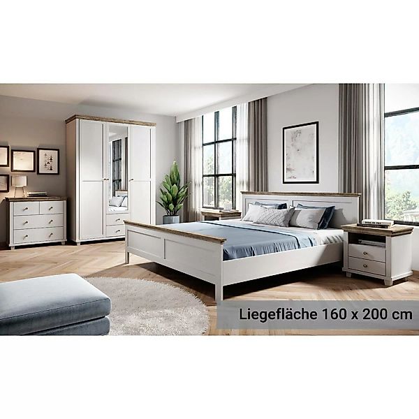 Schlafzimmer Komplett Set Landhausstil EPSOM-83 Doppelbett Liegefläche 160 günstig online kaufen