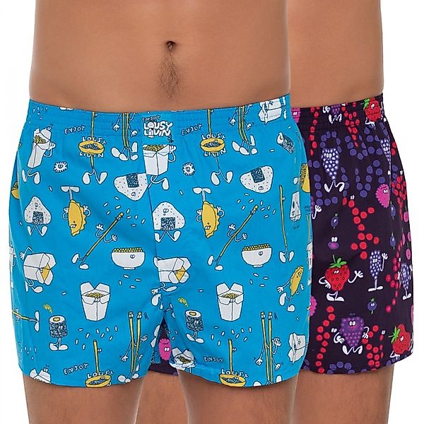 Lousy Livin 2-er Set Boxershorts Blau & Lila mit Motiv günstig online kaufen