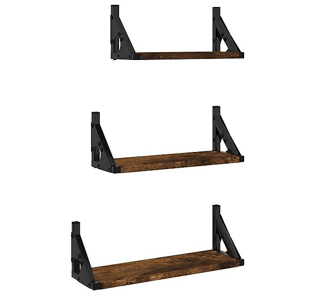 vidaXL Regal 3-tlg. Wandregal-Set Räuchereiche Holzwerkstoff, 1-tlg. günstig online kaufen