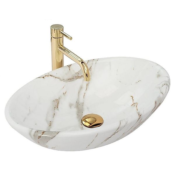 wohnwerk.idee Aufsatzwaschbecken Waschbecken Marmor Optik 53x33cm Pamela Ai günstig online kaufen