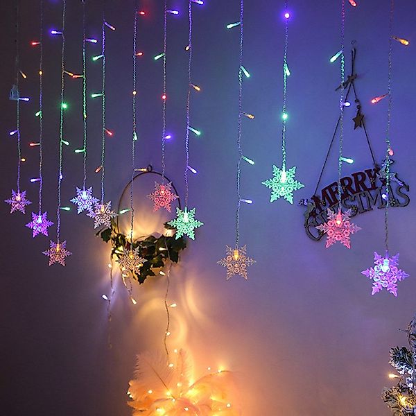 Qualra Lichtervorhang 96LEDs Schneeflocke Lichtervorhang Weihnachtsbeleucht günstig online kaufen