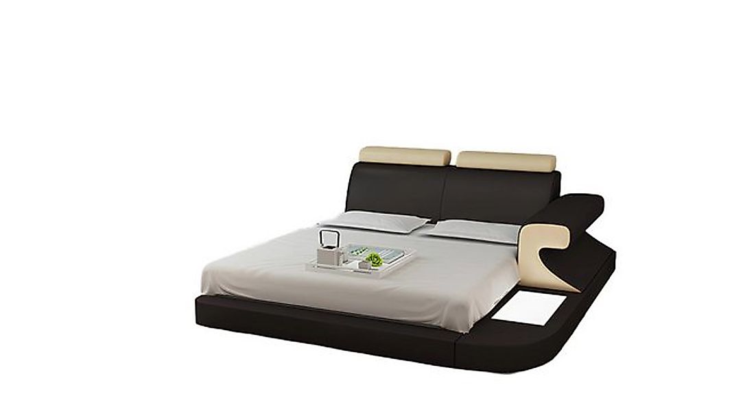 JVmoebel Bett Luxus Bett + Beleuchtung Lederbett Betten Sofa Big Ehe Polste günstig online kaufen