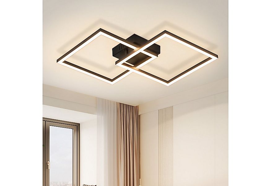 ZMH LED Deckenleuchte Wohnzimmer 2 Rahmen Schwarz Quadratisch Deckenlampe M günstig online kaufen
