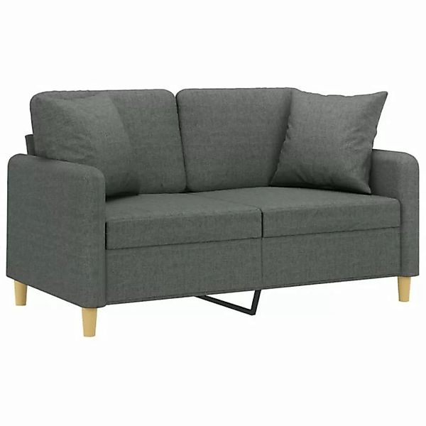 vidaXL Sofa 2-Sitzer-Sofa mit Zierkissen Dunkelgrau 120 cm Stoff günstig online kaufen