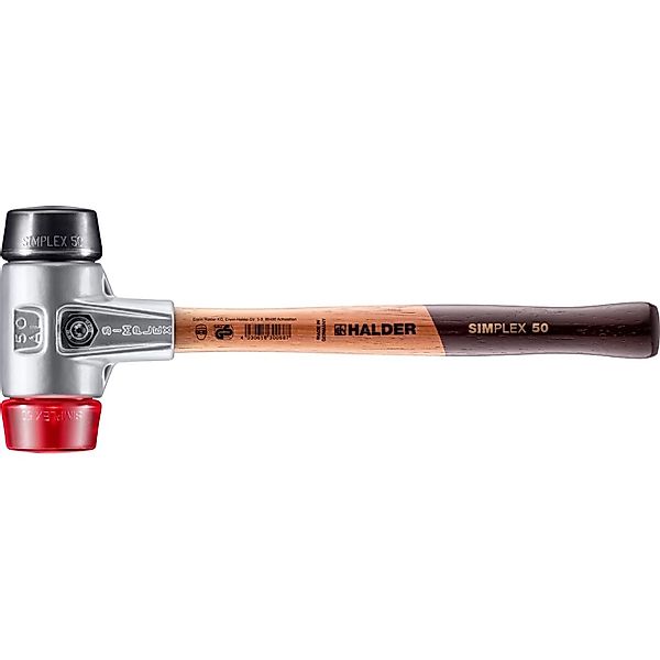 Halder Simplex Schonhammer Ø 50 mm Gummi Schwarz   Plastik Rot mit Aluminiu günstig online kaufen