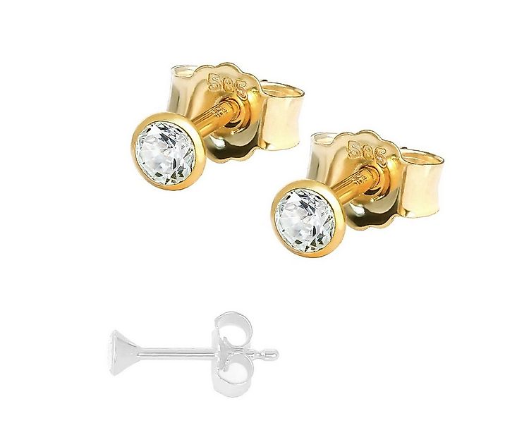 NKlaus Paar Ohrstecker Paar Winzige Ohrstecker 2,5mm Gelbgold 585 14 Kara ( günstig online kaufen