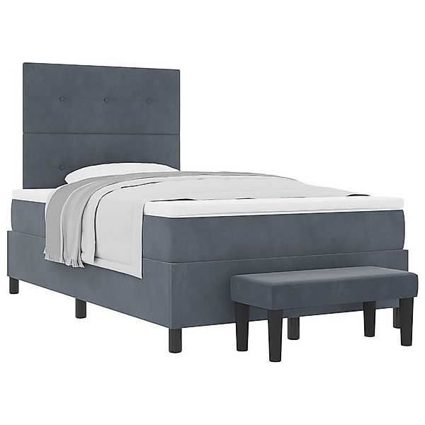 vidaXL Bett Boxspringbett mit Matratze & Bank Dunkelgrau 120x200 cm Samt (2 günstig online kaufen