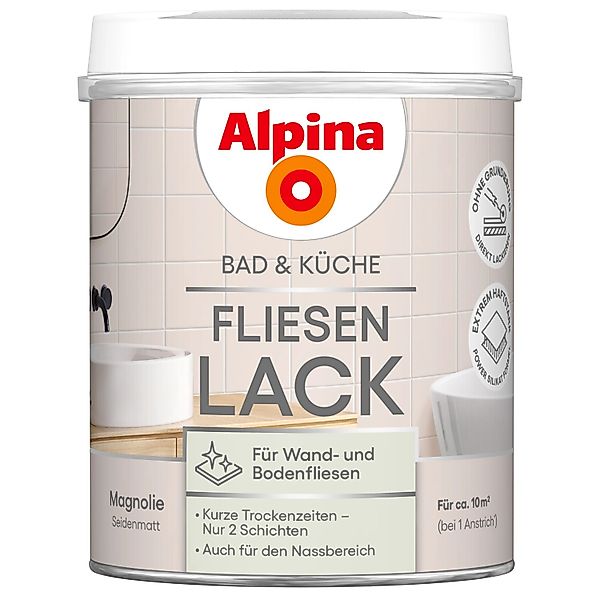 Alpina Fliesen-Lack Bad & Küche 2 Komponenten Magnolie Seidenmatt 750 ml günstig online kaufen