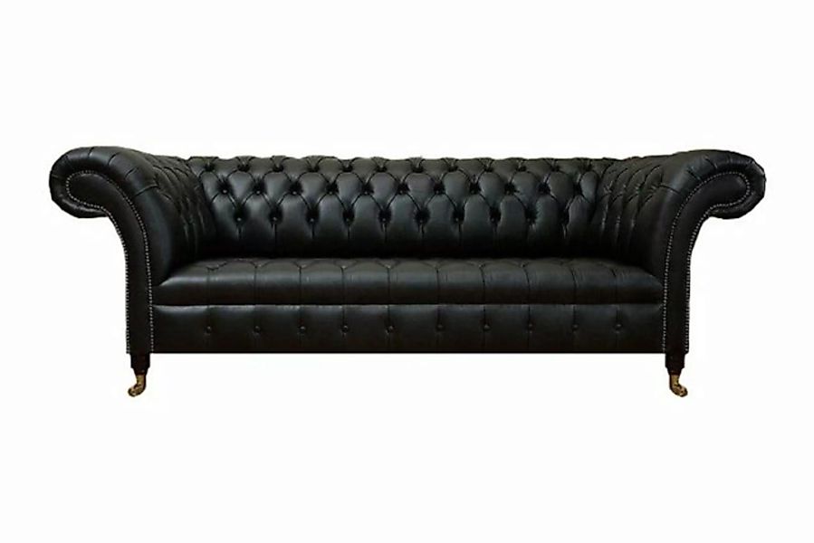 JVmoebel 3-Sitzer Schwarz Ledersofa Sofa Dreisitze Couch Luxus Chesterfield günstig online kaufen