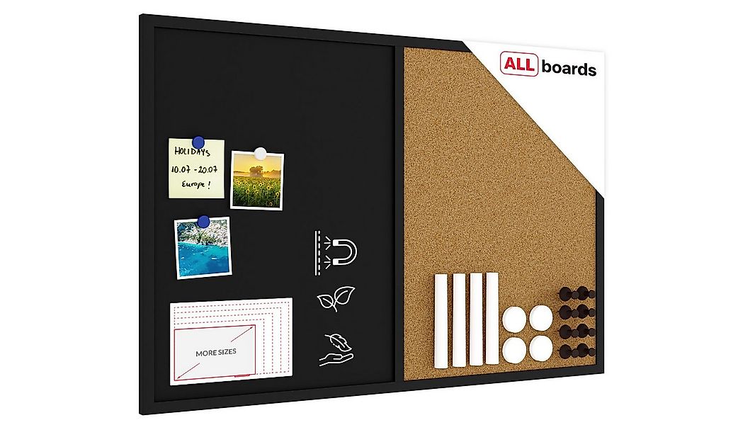 ALLboards Tafel Kombitafel Kork / schwarz magnetisch Holzrahmen schwarz lac günstig online kaufen