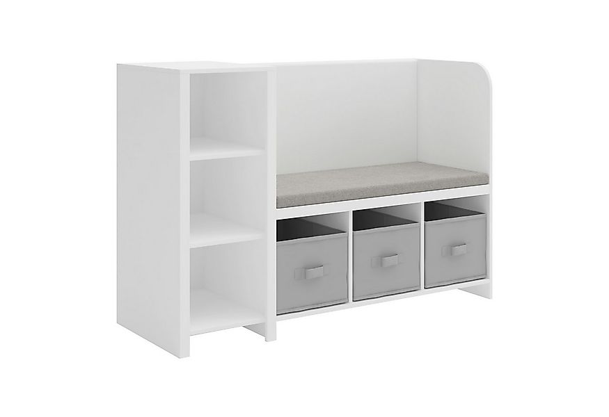 en.casa Sitzbank, »Høylandet« Kinderbank mit Regal 76x112x40 cm Weiß/Grau günstig online kaufen