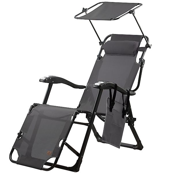 CampFeuer Gartenliege Sonnenliege mit Dach, Anthrazit, günstig online kaufen