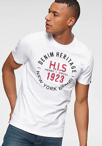 H.I.S Rundhalsshirt Kurzarm, schmale Passform, mit günstig online kaufen