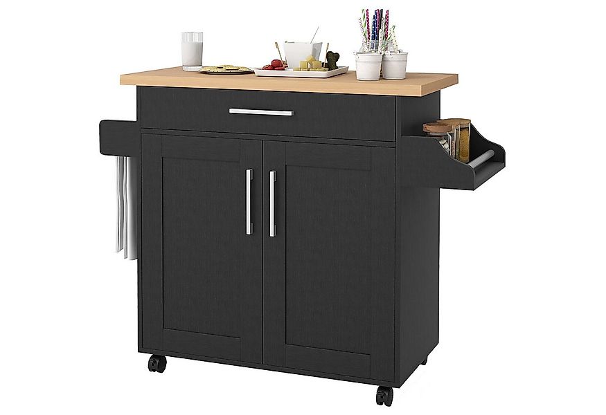 COSTWAY Küchenwagen, mit Arbeitsplatte, Schublade & verstellbarem Regal günstig online kaufen