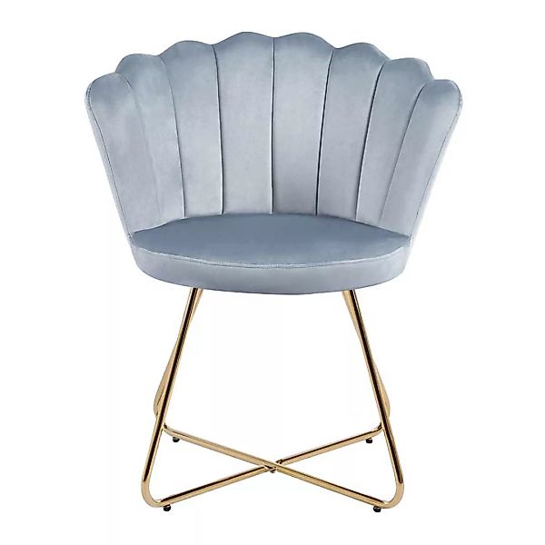 Design Stuhl Esszimmer in Muschelform Gestell aus Metall (2er Set) günstig online kaufen