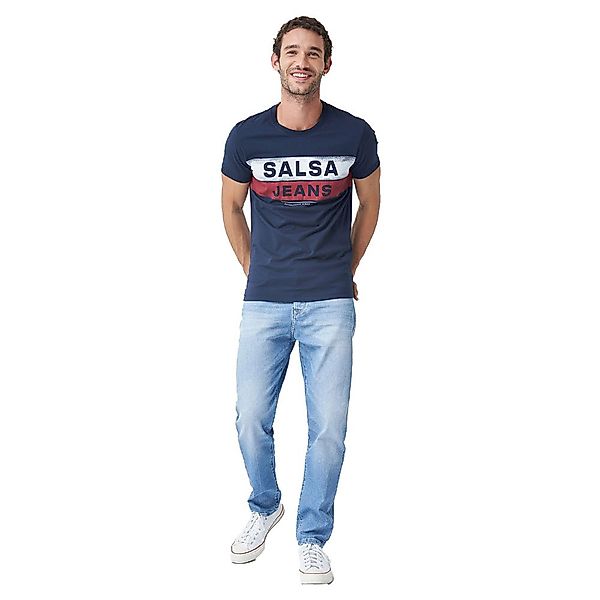 Salsa Jeans 126059-809 / Logo And Strip On Chest Kurzarm T-shirt XL Blue günstig online kaufen