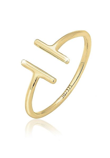 Elli Premium Fingerring Geo Trend Look Statement Offen 375 Gelbgold günstig online kaufen