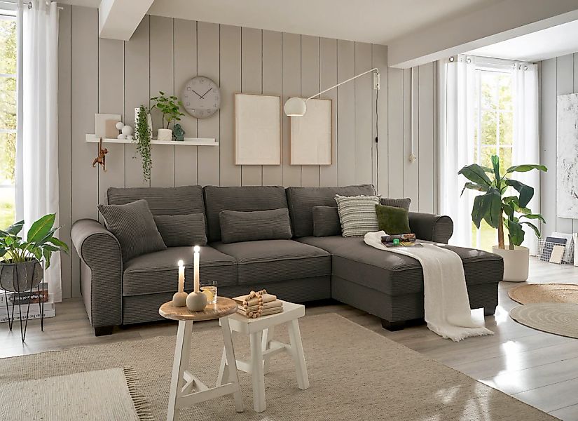 ED EXCITING DESIGN Ecksofa "Angelina L-Form" mit Bettfunktion, Bettkasten & günstig online kaufen