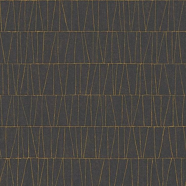 Bricoflor Tapete Schwarz Gold im Art Déco Stil Metallic Vliestapete Geometr günstig online kaufen