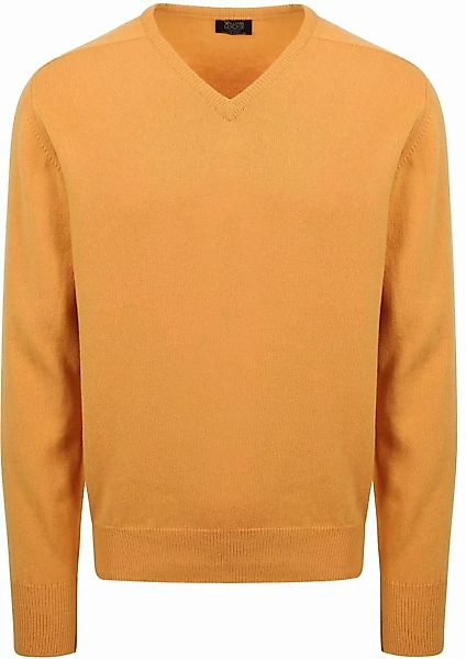 William Lockie V-Ausschnitt Pullover Lammwolle Gelb - Größe M günstig online kaufen