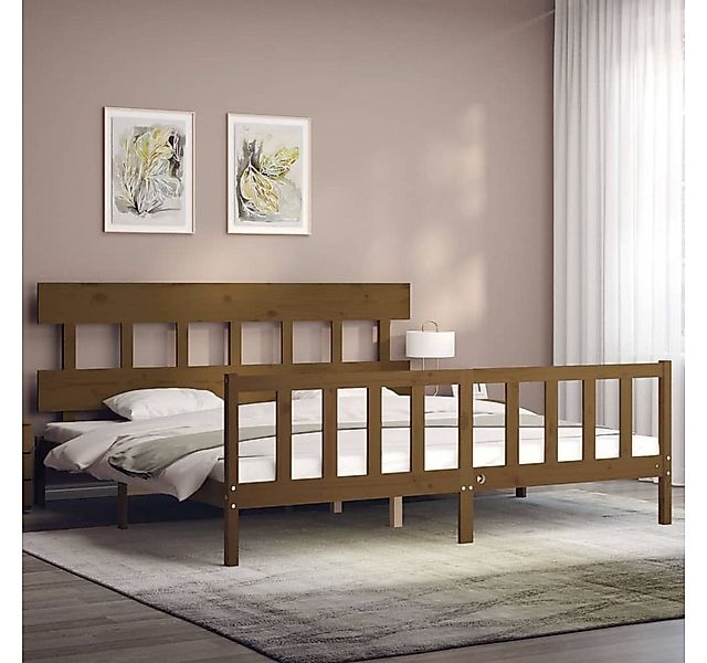 vidaXL Bett Massivholzbett mit Kopfteil Honigbraun 200x200 cm günstig online kaufen