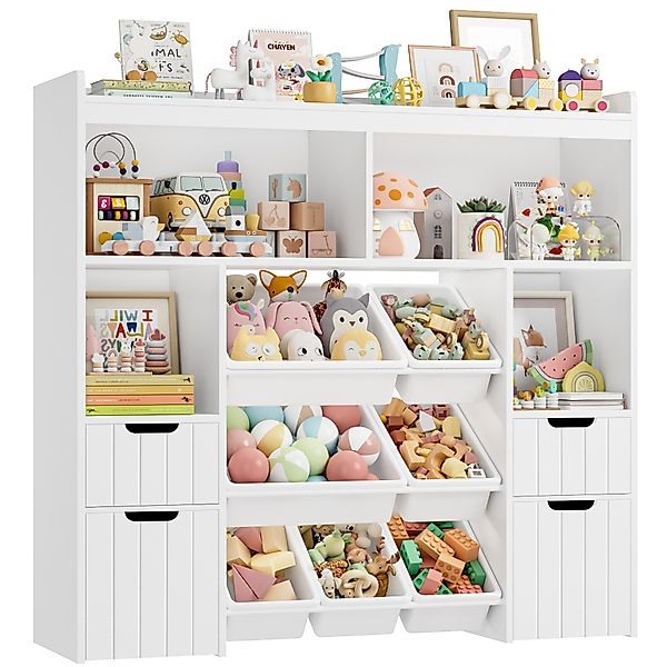 HOMECHO Spielzeugtruhe, Kinderregal mit 7 Aufbewahrungsboxen günstig online kaufen
