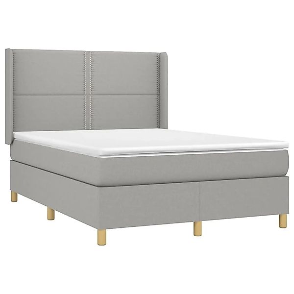 vidaXL Boxspringbett mit Matratze & LED Hellgrau 140x190 cm Stoff 3138789 günstig online kaufen