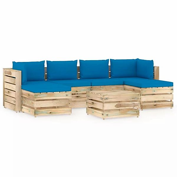 7-tlg. Garten-lounge-set Mit Kissen Grün Imprägniertes Holz günstig online kaufen