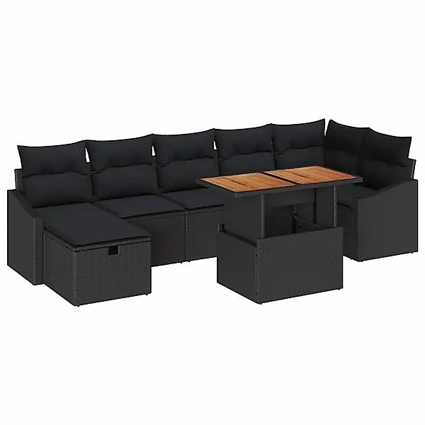 vidaXL Garten-Sofa-Set mit Kissen 8-Tlg Schwarz Poly Rattan 3360034 günstig online kaufen