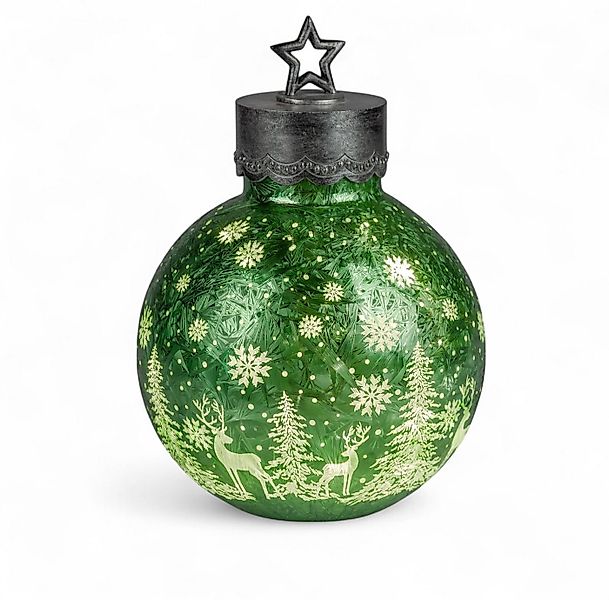 formano LED Dekolicht XL Glas-Kugel Frosty grün 30 cm Timer 6h/18h Weihnach günstig online kaufen
