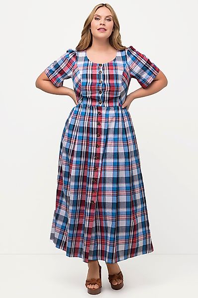 Ulla Popken Dirndl Karokleid Leinenmix Rundhals günstig online kaufen