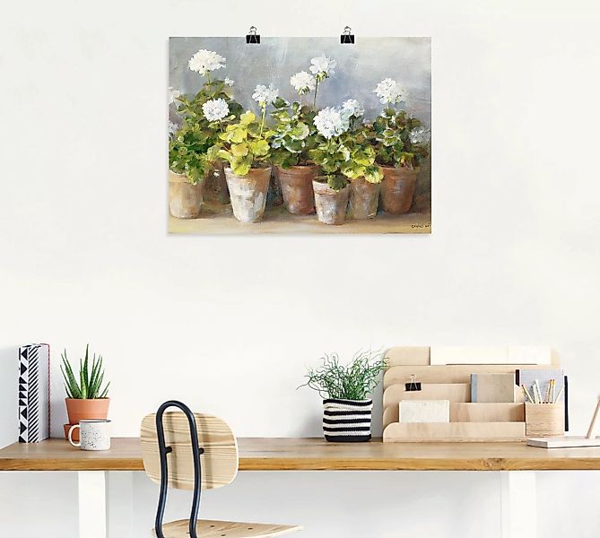 Artland Wandbild "Weiße Geranien", Blumen, (1 St.), als Leinwandbild, Poste günstig online kaufen