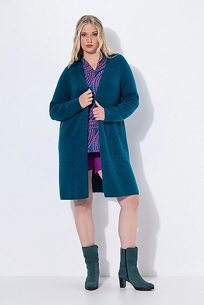 Ulla Popken Strickjacke Long-Strickjacke offene Form V-Ausschnitt günstig online kaufen