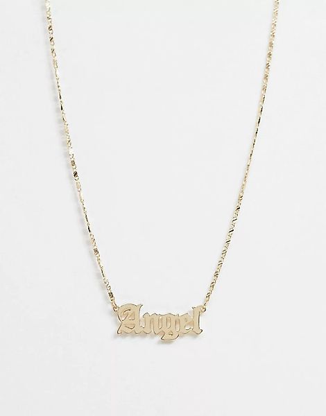 ASOS DESIGN – Halskette mit „Angel“-Anhänger im gothischen Stil, in Gold günstig online kaufen