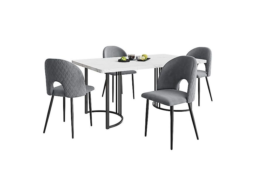 Flieks Essgruppe, (Sitzgruppe Set, 5-tlg., 1 Tisch 140x80x75cm mit 4 Stühle günstig online kaufen